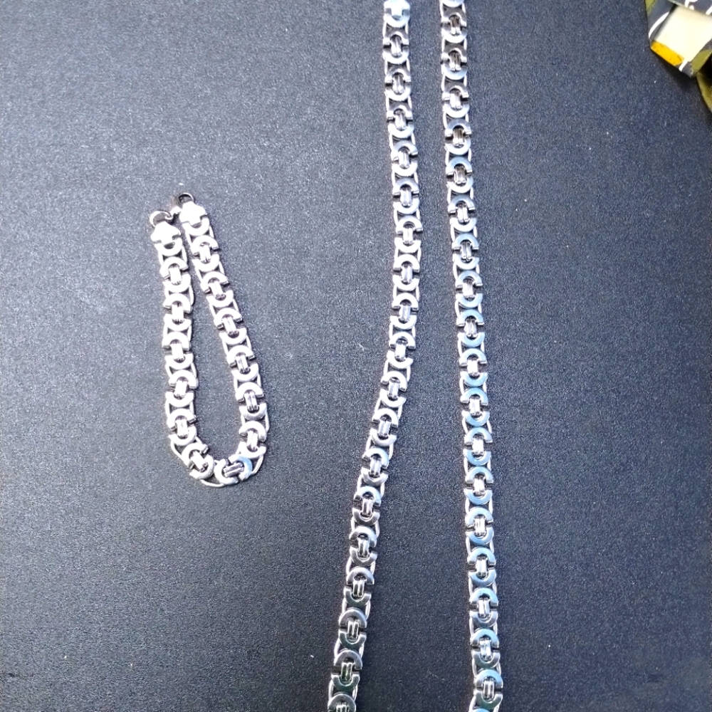 Men stainless steel chain and bracelet